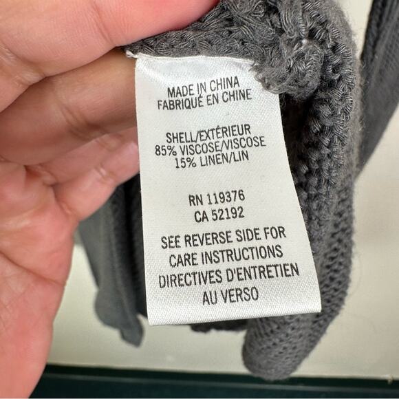 Helmut Lang Sweater Womens Small Gray Linen Blend V-Neck Long Sleeve Knit Top - Picture 4 of 9